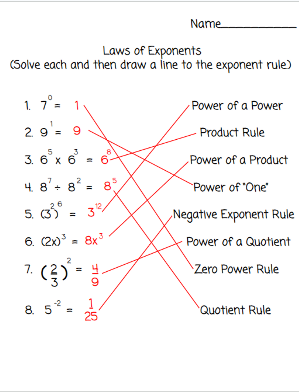 Free exponent rules worksheet pdf, Download Free exponent rules