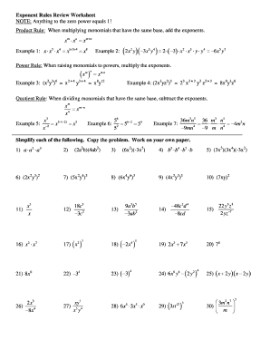 Exponent Rules Review Worksheet With Answers - Fill Online ...