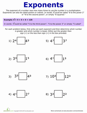 Exponent Practice | Worksheet 