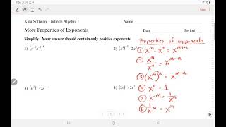 Kuta Software - Algebra 1: More Properties of Exponents (part 2) | IngWan  Steiner