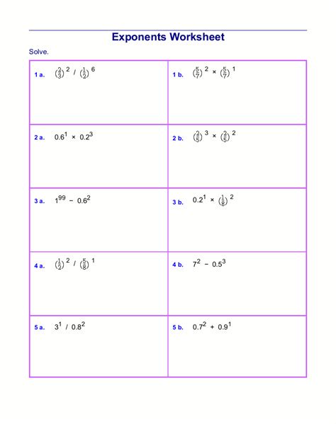 exponent worksheet with answers