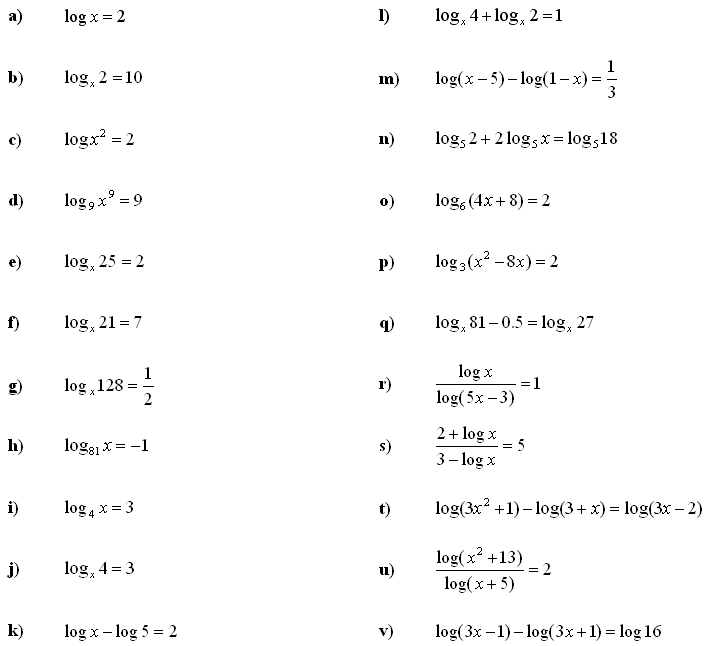 exponential and logarithmic equations and inequalities worksheet