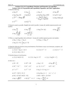 Exponential and Logarithms Lesson Plans &  Worksheets