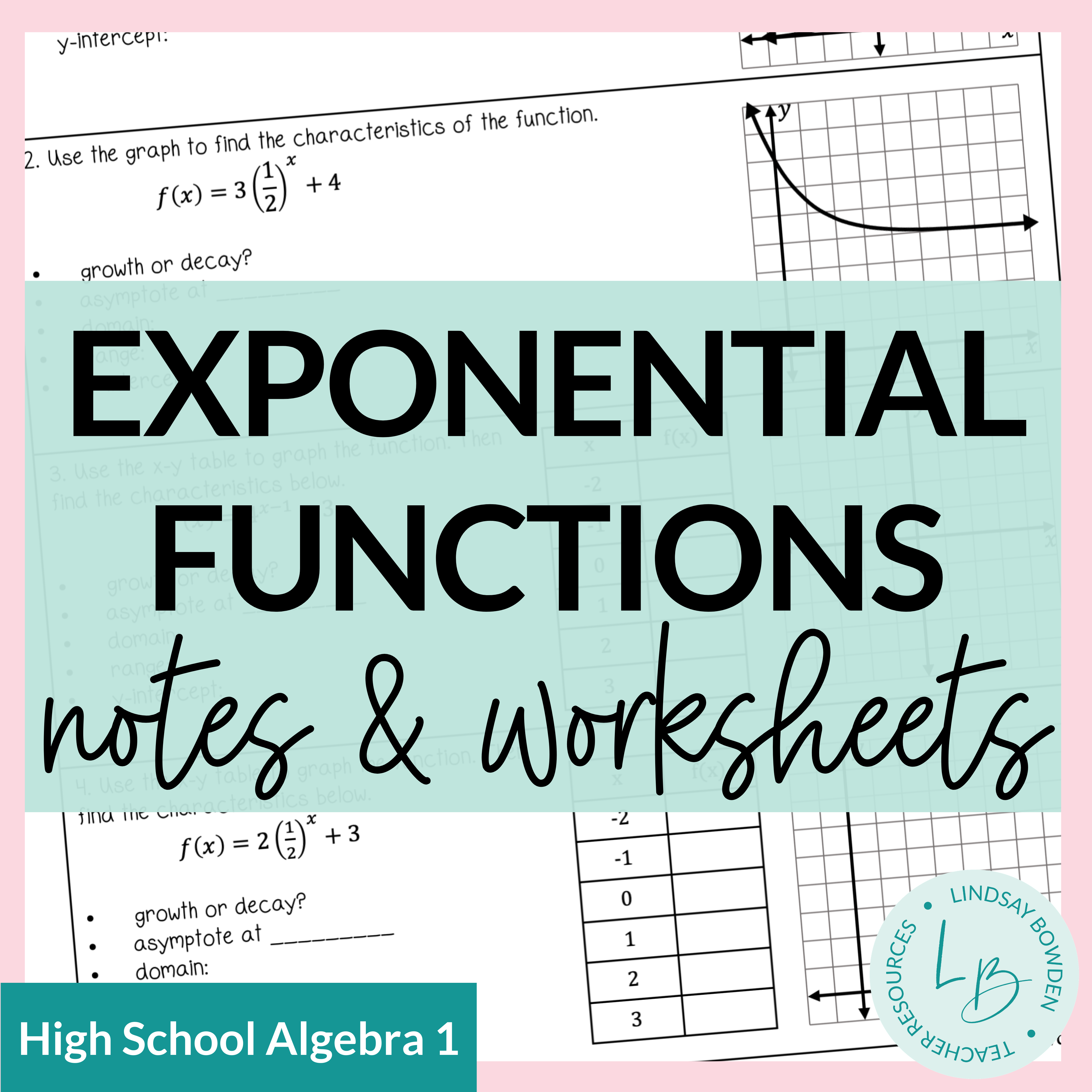 Exponential Functions Notes and Worksheets - Lindsay Bowden