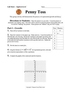 Penny Toss - Exponential Growth and Decay Worksheet for 9th - 10th ...