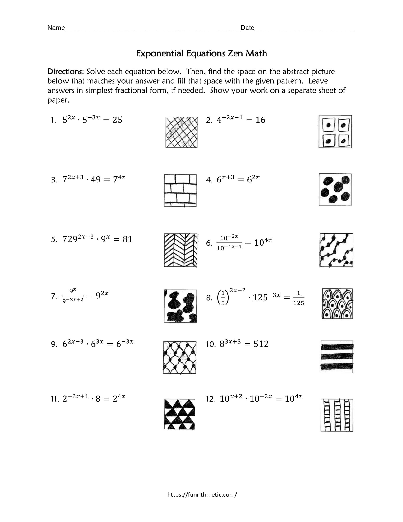 Exponential Equations Zen Math - Worksheets Library