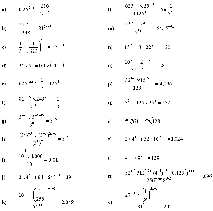 Math Exercises &  Math Problems: Exponential Equations and Inequalities
