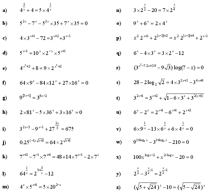 Math Exercises &  Math Problems: Exponential Equations and Inequalities