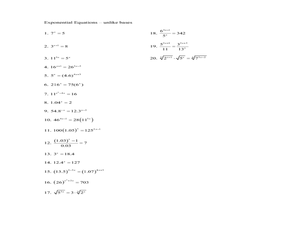 Exponential Equations - unlike bases Worksheet for 10th - 11th ...