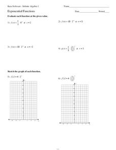 Exponential Functions Worksheet for 9th - 12th Grade | Lesson Planet