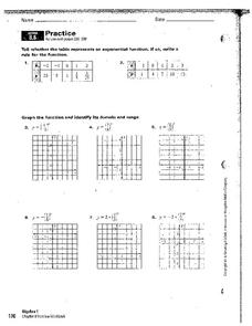 Exponential Functions Worksheet for 7th - 8th Grade | Lesson Planet
