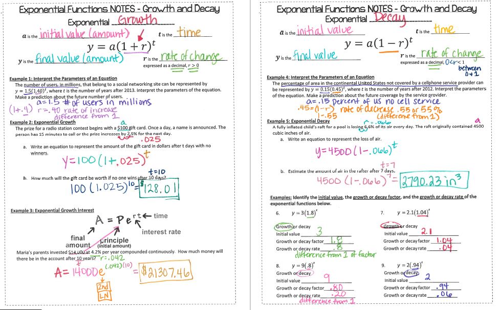 exponential growth and decay problems worksheet with answers