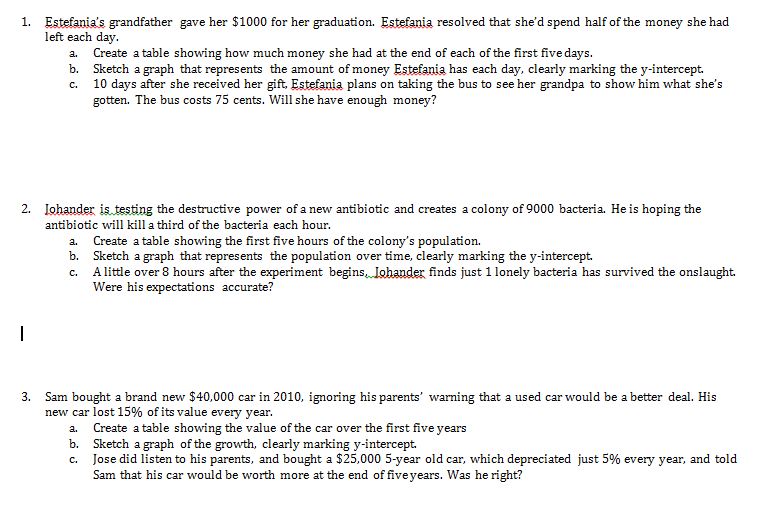 exponential growth and decay problems worksheet with answers
