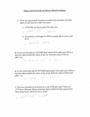 exponential growth and decay word problems worksheet pdf