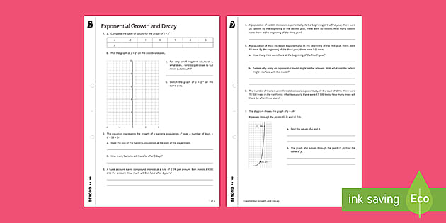 exponential growth and decay word problems worksheet pdf