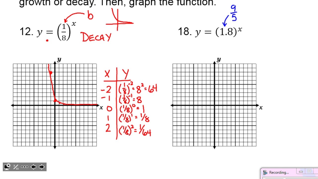 exponential growth and decay worksheet algebra 2