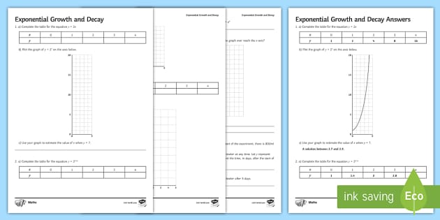 exponential growth and decay worksheet