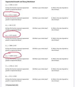 exponential growth and decay worksheet