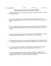 exponential growth word problems worksheet with answers