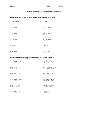 Scientific Notation And Standard Notation Worksheet Answer Key ...
