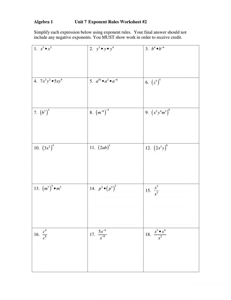 10+ 8Th Grade Exponent Rules Worksheet | Exponent worksheets, Pre ...
