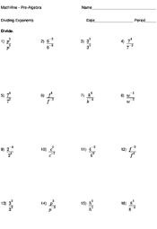 exponents and division worksheet answers