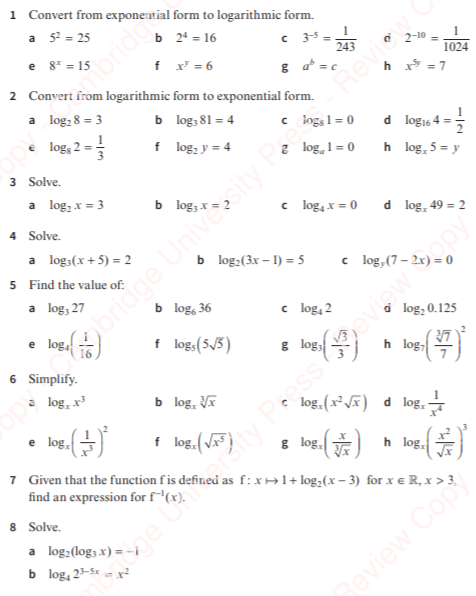 9709. P3. Logarithmic & Exponential Functions – Maths with David ...