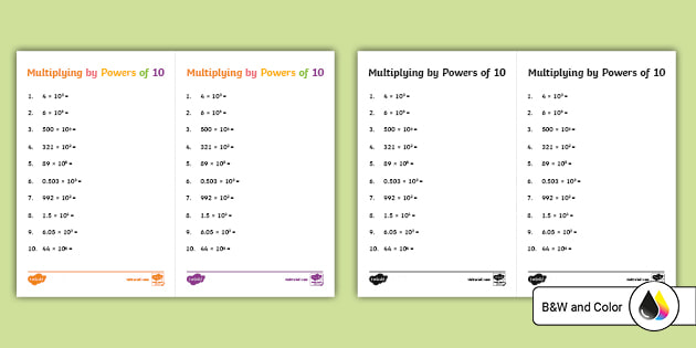 exponents and multiplication worksheet answers