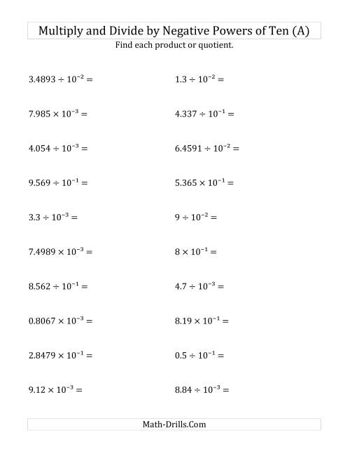 exponents and multiplication worksheet answers