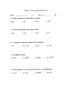 exponents and roots worksheet