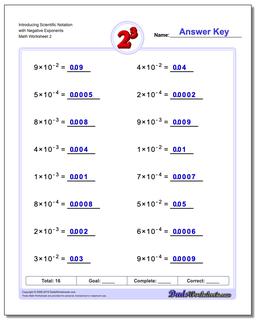 exponents and scientific notation review worksheet