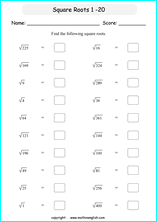Square Roots math worksheets for math instruction, math ...