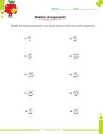 Factor, fractions and exponents worksheets for 7th grade students