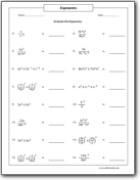 Exponents With Multiplication and Division Worksheets