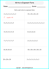 Free printable exponents and prower of ten math worksheets for ...