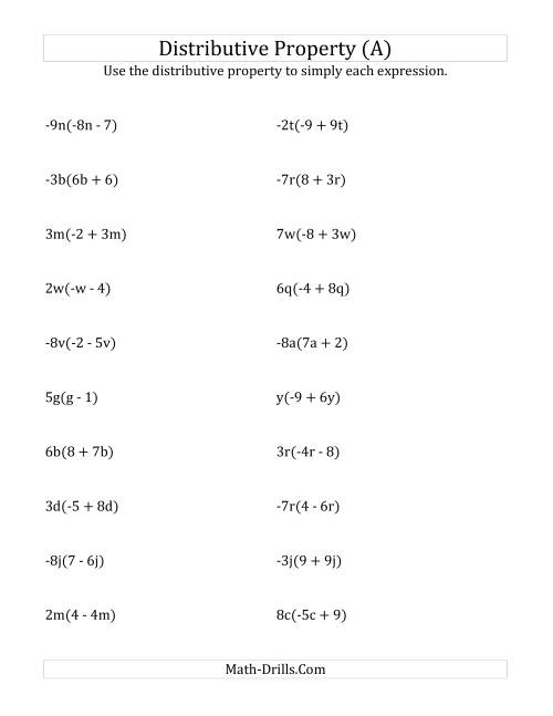 Using the Distributive Property (All Answers Include Exponents) (A)