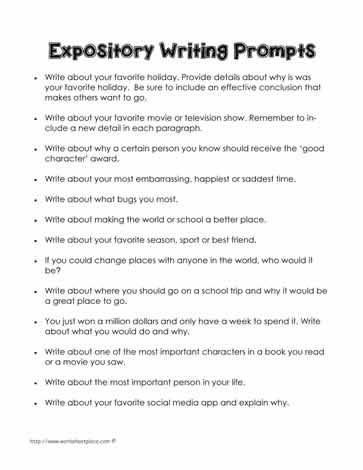 Expository-Writing-Prompts Worksheets