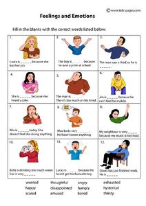 Finding Feelings within a Text Worksheet  