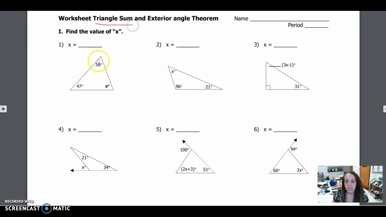 Triangle Sum Theorum Practice