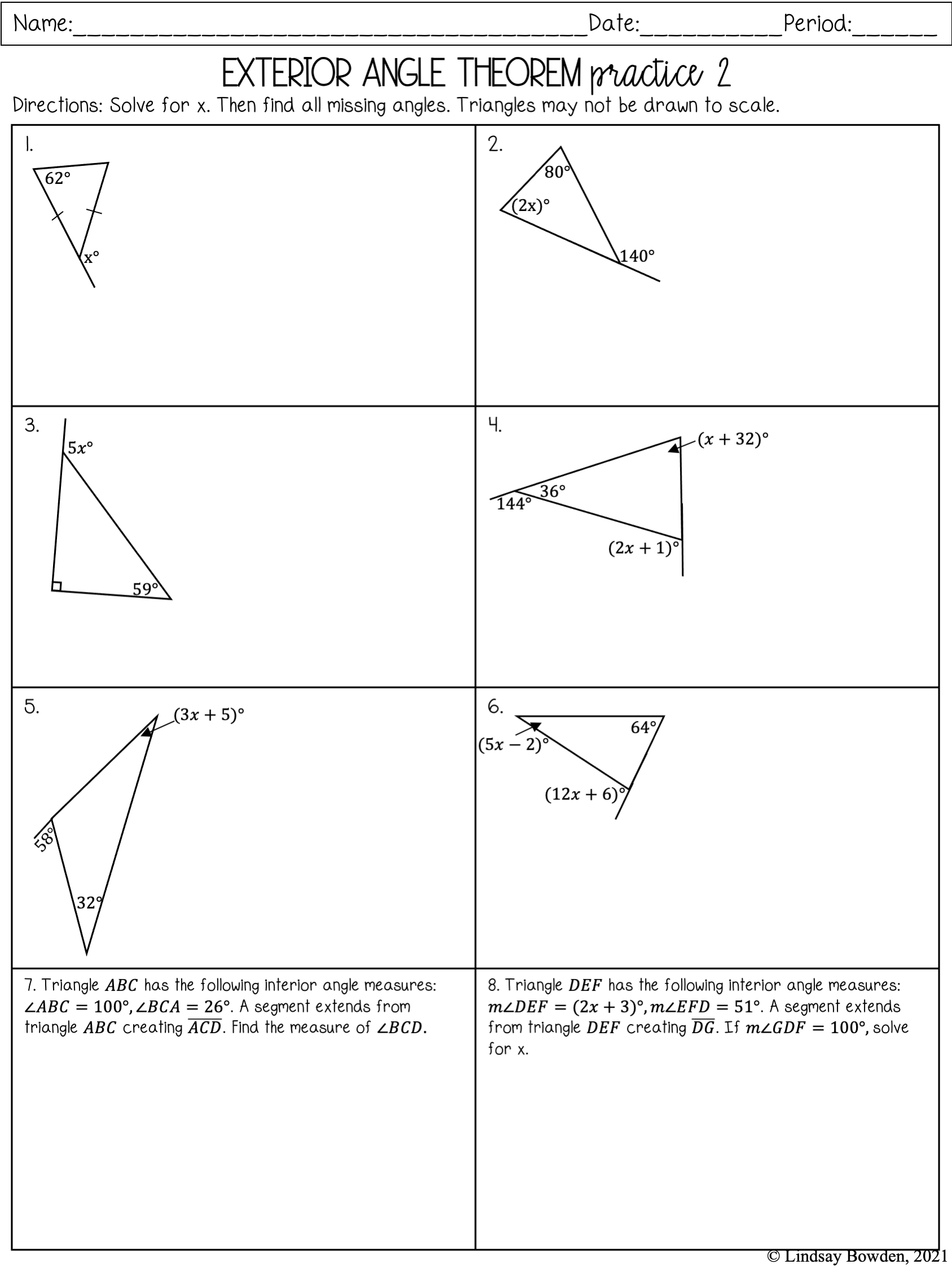 exterior angle worksheet