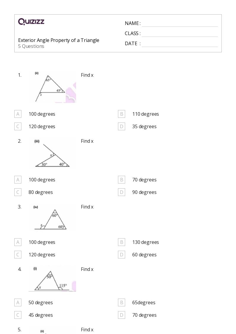 50+ exterior angle property worksheets for 10th Year on Quizizz ...