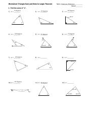 exterior angles of a triangle worksheet