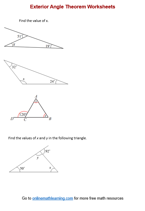 exterior angles worksheet answers