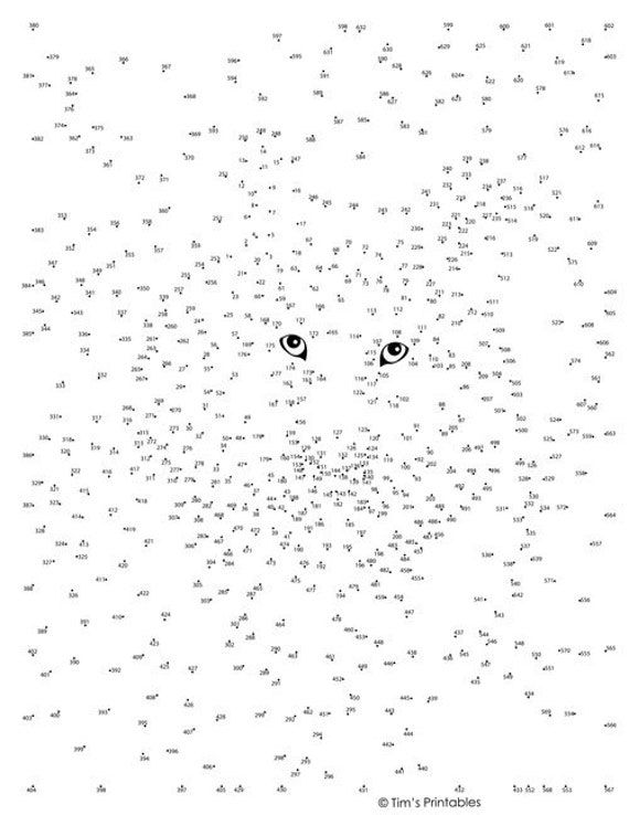 Wolf Dot-to-Dot / Connect the Dots PDF - 632 Dots