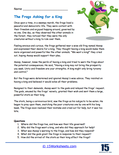 Fable Comprehension Worksheets - 15 Worksheets Library