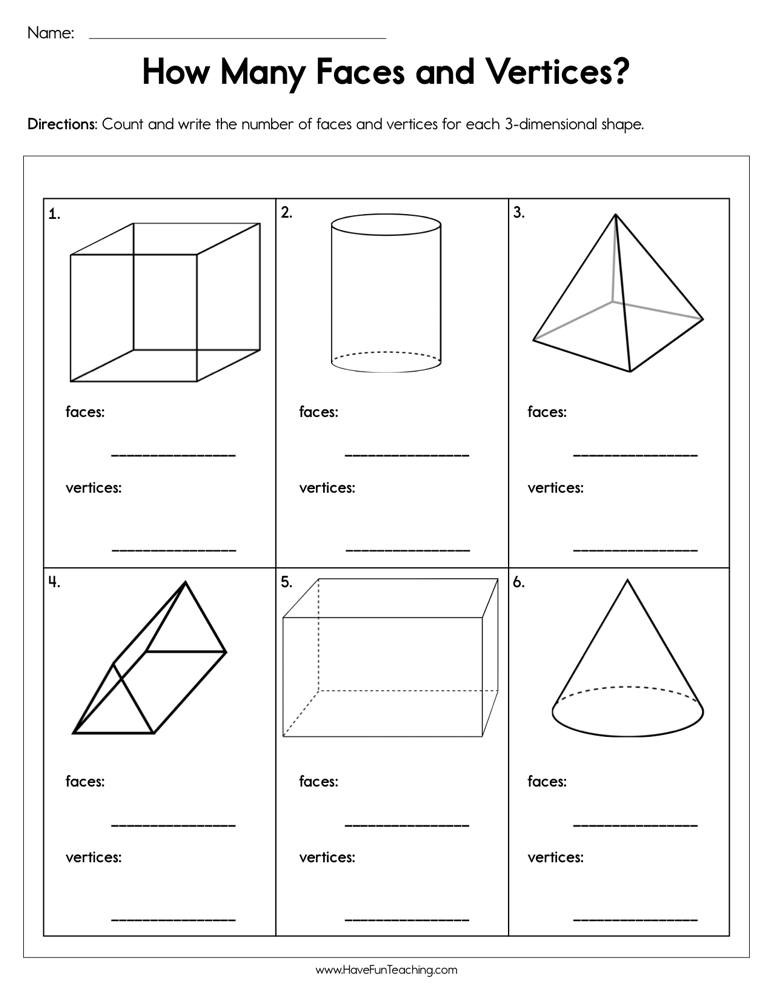 How Many Faces and Vertices? Worksheet  
