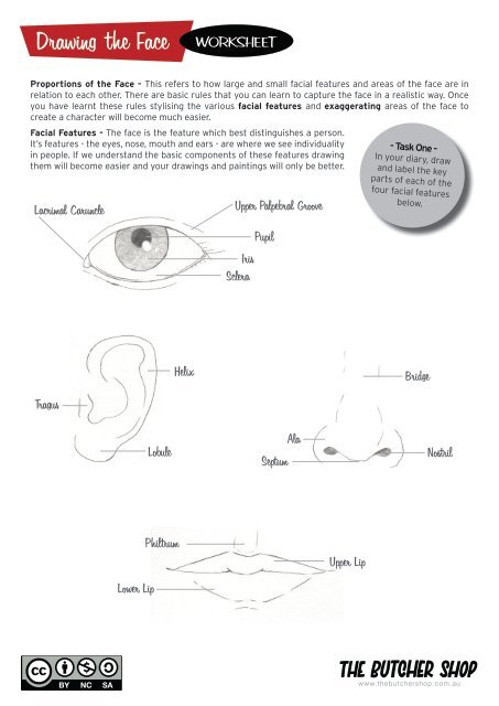 Drawing the Face WORKSHEET - The Butcher Shop
