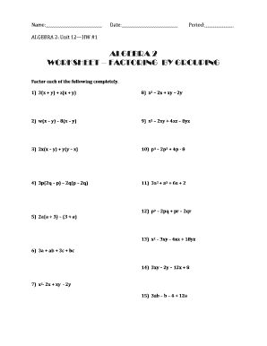 Factoring By Grouping Worksheet - Fill and Sign Printable Template ...