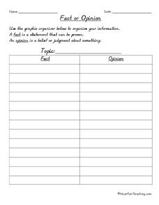 fact and opinion graphic organizer