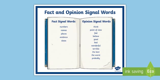 Fact and Opinion Signal Words Poster (teacher made) - Twinkl